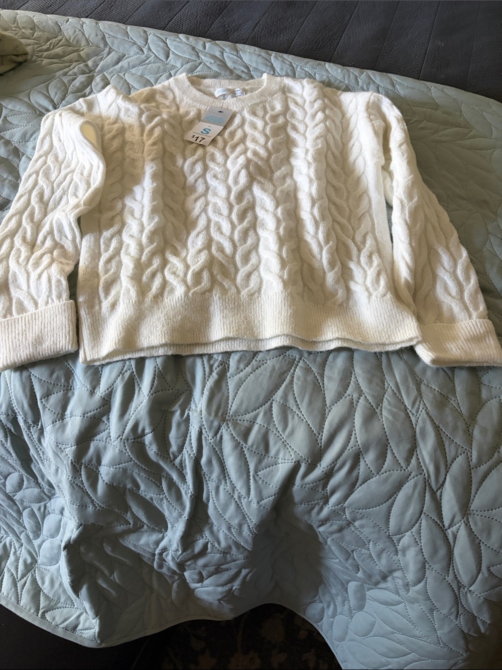 Primark white Cable Knit Crew Sweater